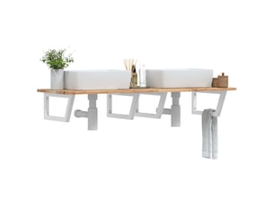 Étagère de vasque | étagère murale acier et bois massif d'acacia shl8084