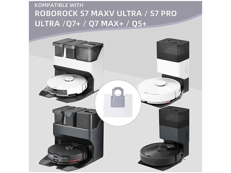 Pack de 8 sacs à poussière pour roborock s7 maxv ultra s7 pro ultra q7+ q7 max+ q5+ station d'aspiration pour aspirateur  - Conforama B