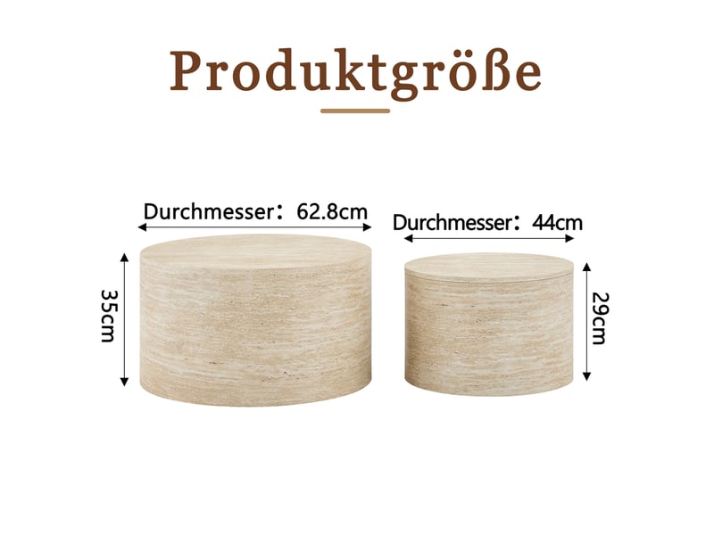 Lot de 2 tables basses rondes gigognes ø62,844 cm en mdf avec rangement bois chicfurn - Conforama D