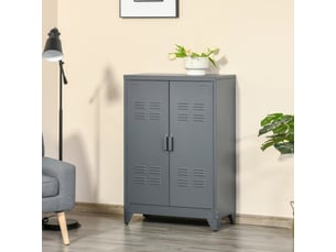 Armoire métallique 2 portes style industriel pour la maison et le garage, 75 x 33 x 110 cm, grise