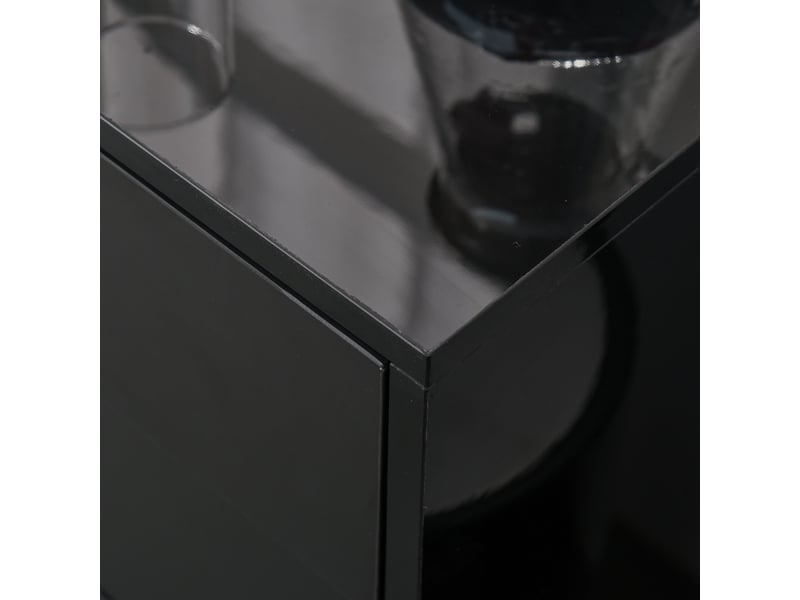  Buffet avec 2 portes, 2 tiroirs et étagère réglable en contreplaqué 79×36×74 cm noir  - Conforama D