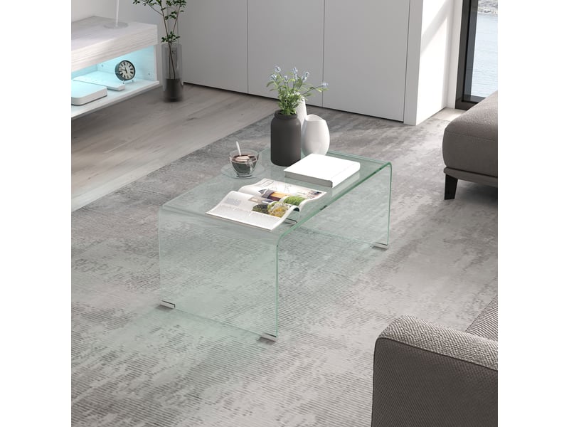  Table basse en verre transparent design simple et moderne dimensions 80 x 45 x 35 cm  - Conforama D
