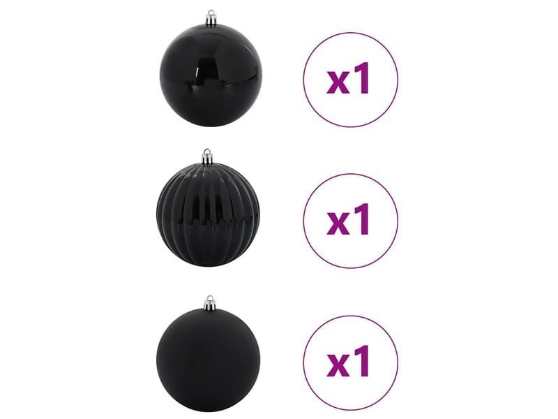  Ensemble de boules de noël xxl 3 pcs noir ø 25 cm plastique  - Conforama C