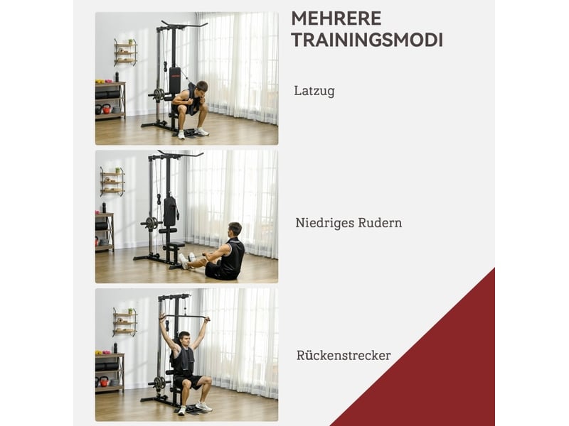  Station de musculation à poulie 140x108x197 cm résistance réglable métal noir  - Conforama D