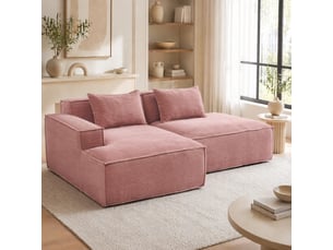Canapé modulable droit 2pl 233x129x70 cm, meuble de salon, agréable et contemporain, avec coussins, polyester, couleur rose