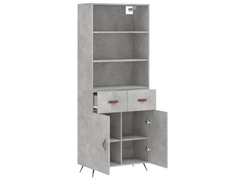  Buffet haut - bahut - meuble de rangement gris béton 69,5x34x180 cm bois d'ingénierie  - Conforama C