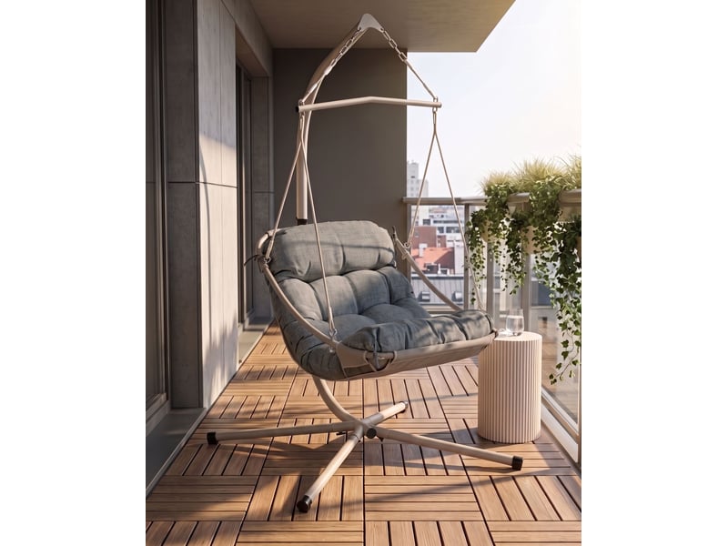  Fauteuil suspendu avec support alghero métal gris  - Conforama B
