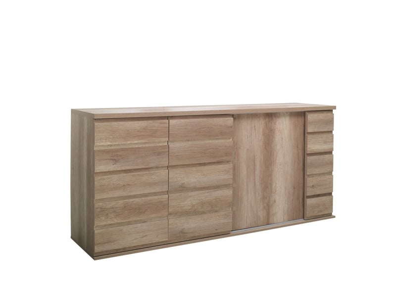  Lit eveline 160x200 cm en métal et bois coloris gris et naturel avec sommier.  - Conforama A