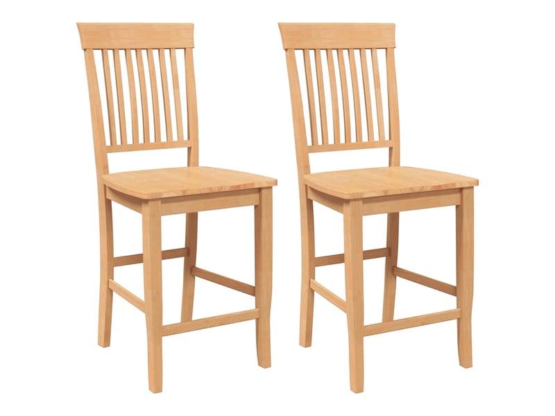  Lot de 2 tabouret de bar, chaise de bar en bois massif naturel et caoutchouc shl87075  - Conforama A