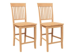 Lot de 2 tabouret de bar, chaise de bar en bois massif naturel et caoutchouc shl87075