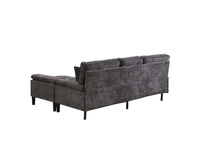 Canapé d'angle modulable 195x149x86 cm convertible avec pouf mobile, 3 places, bois, gris antique, pouf mobile et les - Conforama E