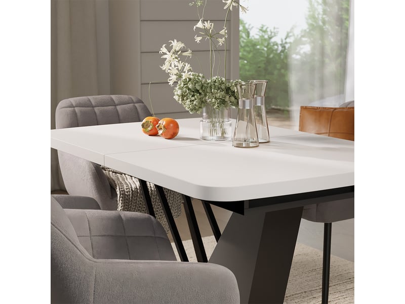  Vicco ensemble de table à manger, blancnoir, 120x80cm avec 4 chaises de salle à manger  - Conforama D