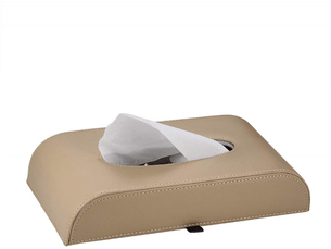 Porte-mouchoirs pour voiture, boîte à mouchoirs portable en cuir synthétique, boîte à serviettes rectangulaire, beige