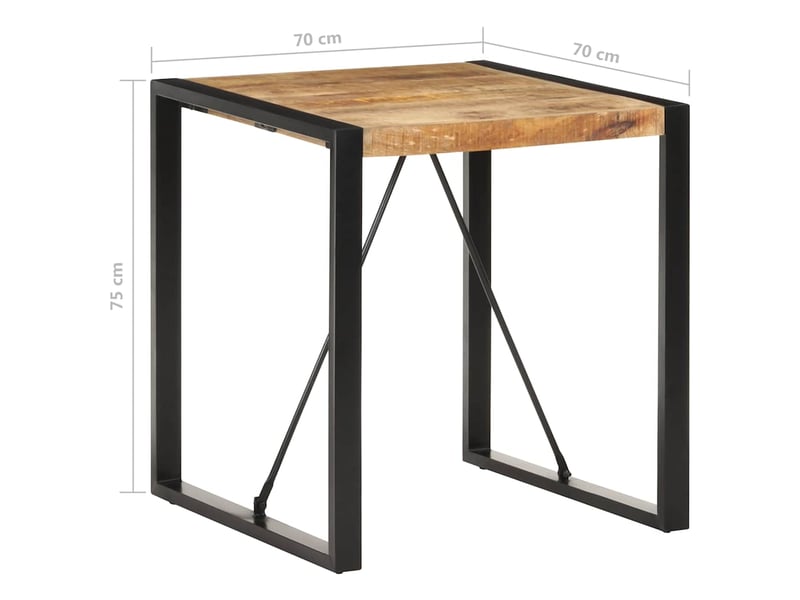  Table à manger, table de salle à manger 70x70x75 cm bois de manguier massif brut  - Conforama E