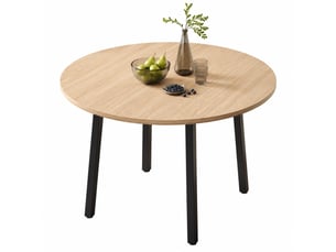 Table pliante ronde, 100x100x75 cm, style minimaliste pliable des deux côtés 2-4 places, pratique, mdf, coloris chêne
