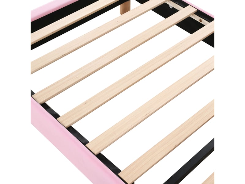  Lit 90x200 cm capitonné en velours rose avec led, rangement, tête inclinable – sans matelas  - Conforama E