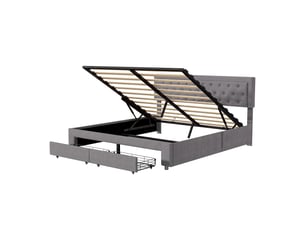 Lit avec rangement 160x200 cm <strong>BRILVERDE </strong>  <strong></strong> coloris gris