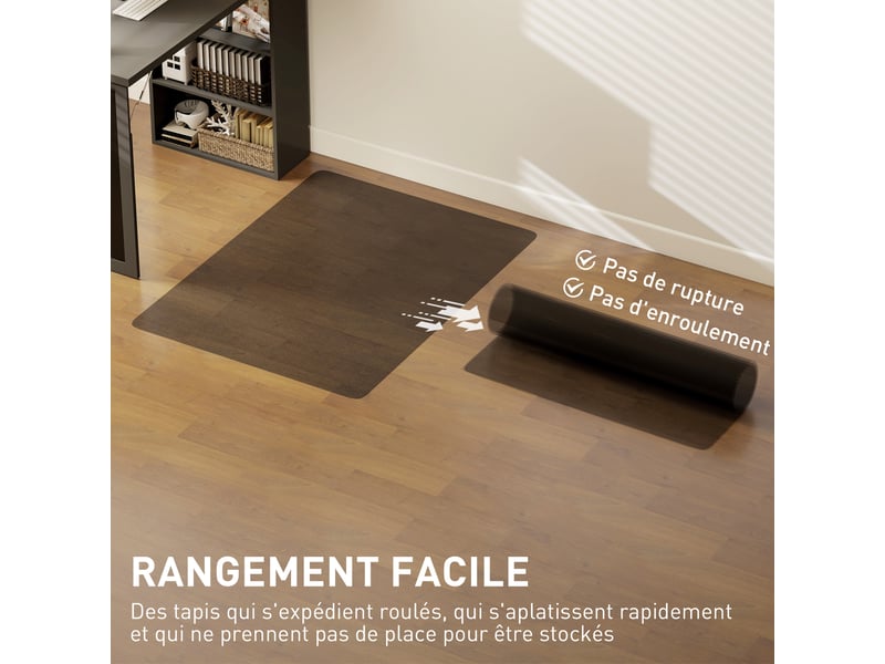  Tapis de chaise de rectangulaire bureau, antidérapants en plastique noir 120x90cm  - Conforama E