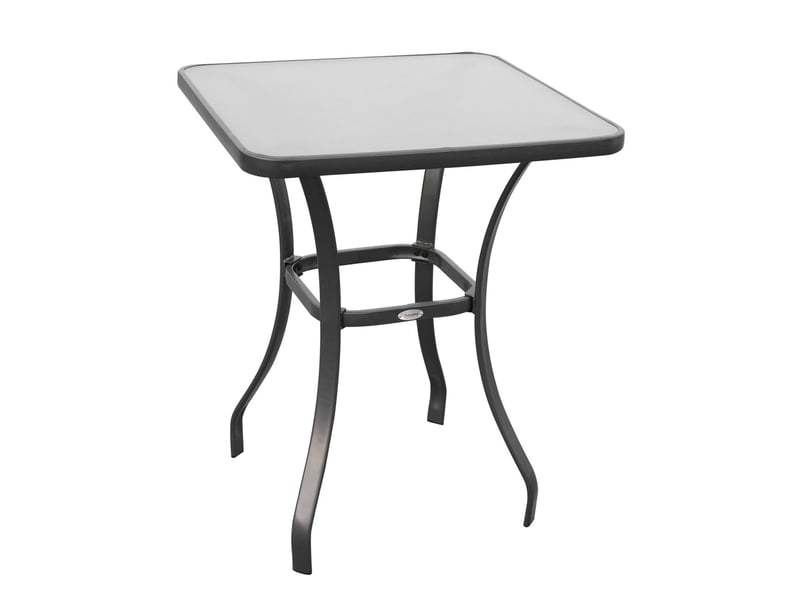  Table 68 x 68 cm forme carrée en verre résistante aux intempéries couleur noire  - Conforama A