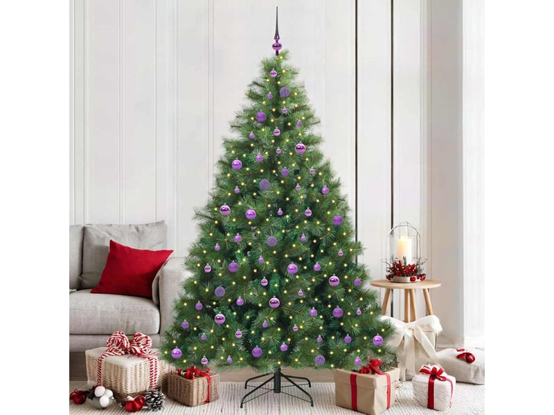  Sapin de noël artificiel, arbre de noël avec 300 led vert 210 cm pe et pvc shl3791  - Conforama B