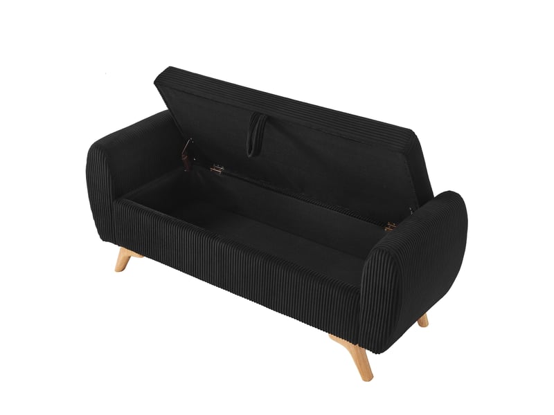  Banquette pliable en velours côtelé avec rangement, pieds en bois, 145 cm, pour chambre salon entrée  - Conforama E