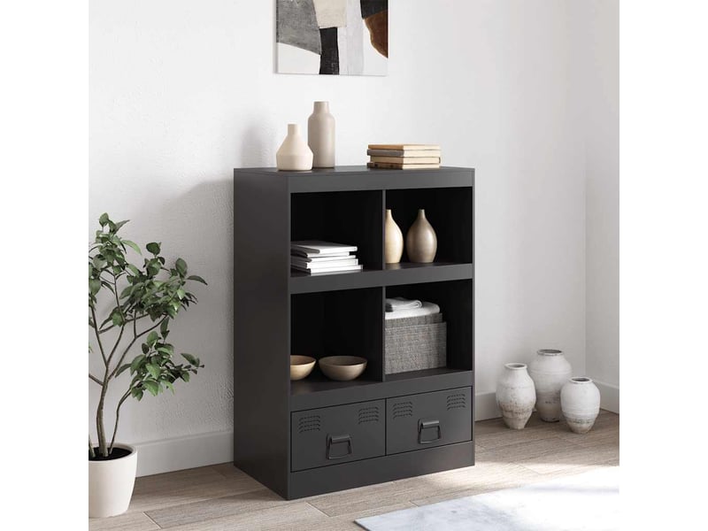  Buffet haut - bahut - meuble de rangement noir 67x39x95 cm acier  - Conforama C