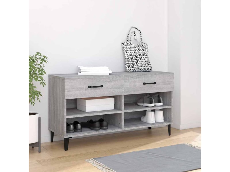  Armoire à chaussures sonoma gris 102x35x55 cm bois d'ingénierie shl2785  - Conforama B