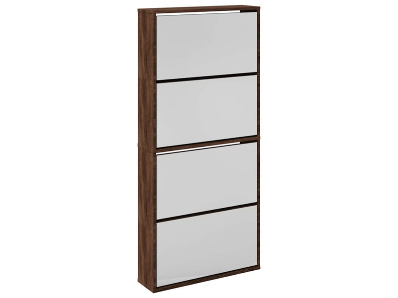  Meuble à chaussure, armoire à chaussures miroir 4 niveaux chêne marron 63x17x134 cm  - Conforama A