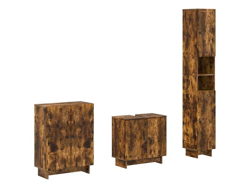 Ensemble de meuble de salle de bain 3 pièces ede chêne fumé cf63409 - Conforama A