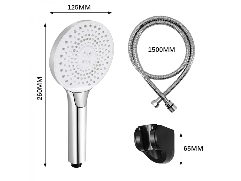  Zmh poignée de douche avec tuyau de 1,5 m, pomme de douche ronde nickelée avec 3 jets pour salle de bain  - Conforama C