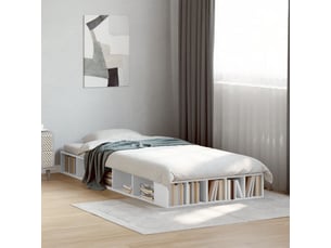 Lit adulte, lit simple, cadre de lit sans matelas blanc 100x200cm cf11157