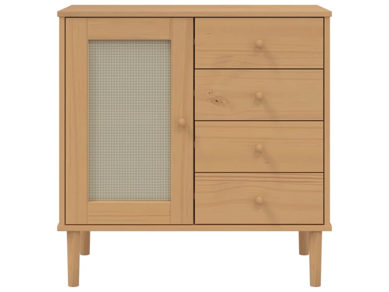 Buffet - bahut - meuble de rangement senja aspect rotin marron 80x40x80 cm bois massif de pin - Conforama E