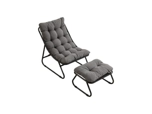 Chaise longue d'extérieur avec repose-pieds 65x78x86 cm style moderne métal gris et noir
