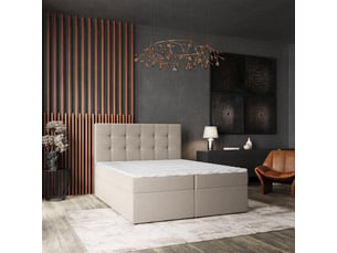 Lit avec rangement 140x200 cm <strong>MASSENO</strong> <strong></strong> coloris beige