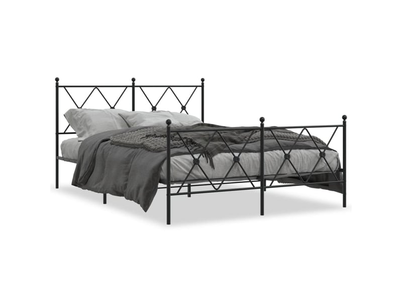  Lit double- lit adulte -  cadre de lit métal sans matelas avec pied de lit noir 140x200cm  - Conforama A