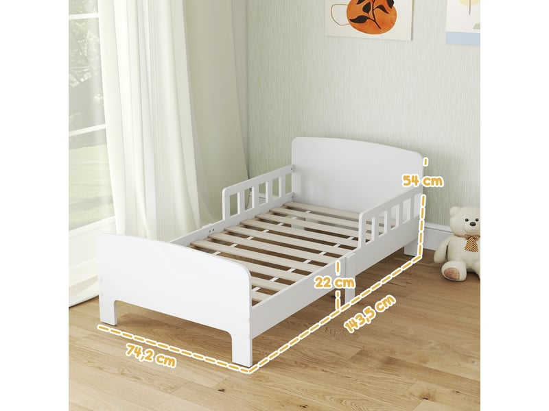  Lit enfant 70x140 cm blanc avec barrière antichute, pour enfants de 3 à 8 ans  - Conforama E