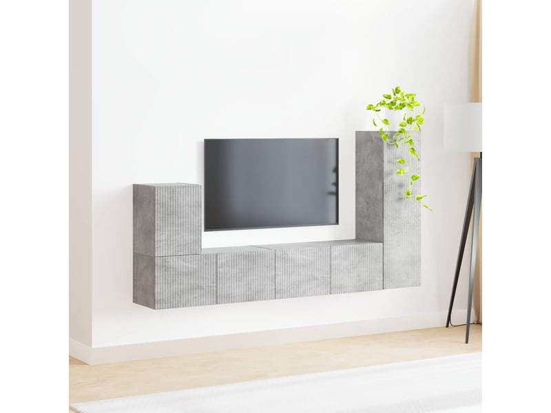  Ensemble meuble tv - banc tv - meuble de rangement 3 pcs gris béton bois d'ingénierie  - Conforama D