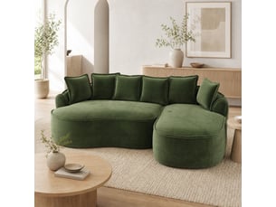 Canapé d'angle compressé droit fixe <strong>MAISENTIEL</strong> <strong></strong> 3 places Tissu Vert