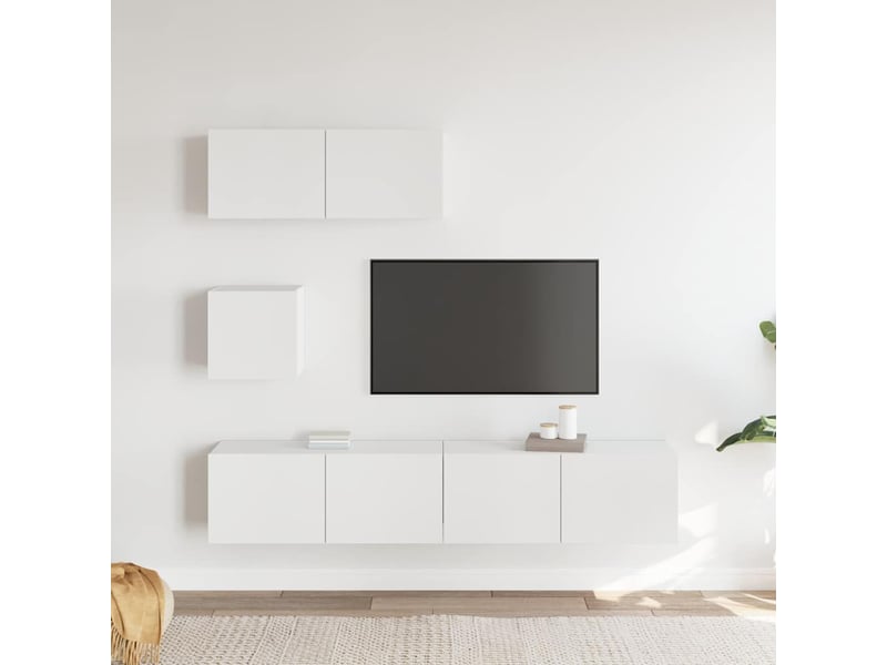  Ensemble de meubles tv 4 pcs blanc bois d'ingénierie shl15978  - Conforama C