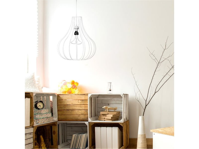  Lampe suspension en métal leonie 50cm blanc  - Conforama C