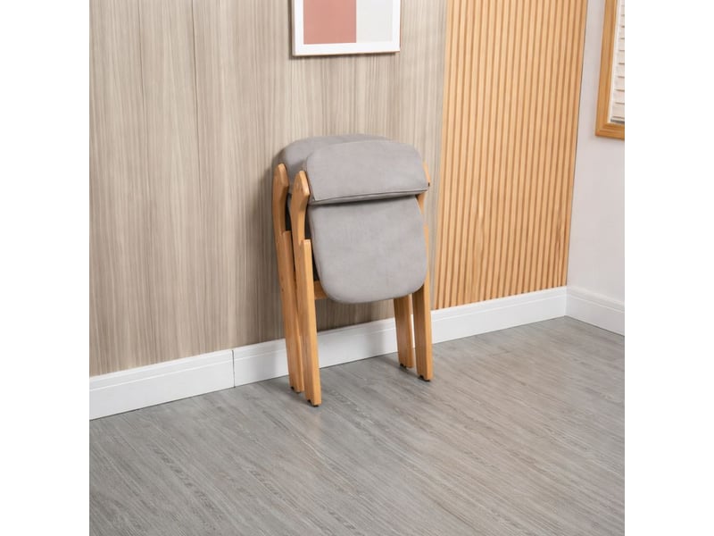  Lot de 2 chaises pliantes en bois rembourrées – housse amovible grise, cuisine, bureau, réception  - Conforama D