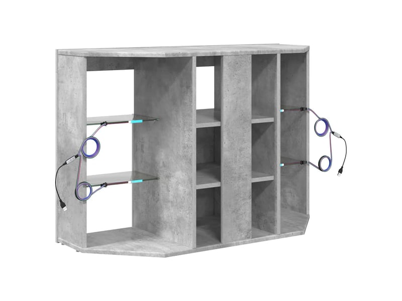  Meuble tv d'angle moderne avec éclairage led 100 x 40 x 68 cm en bois d'ingénierie gris béton 02_0054692  - Conforama E