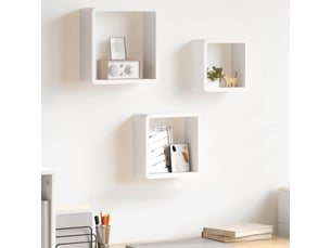 Lot de 3 étagères murales cube, étagères suspendues blanc mdf cf43320