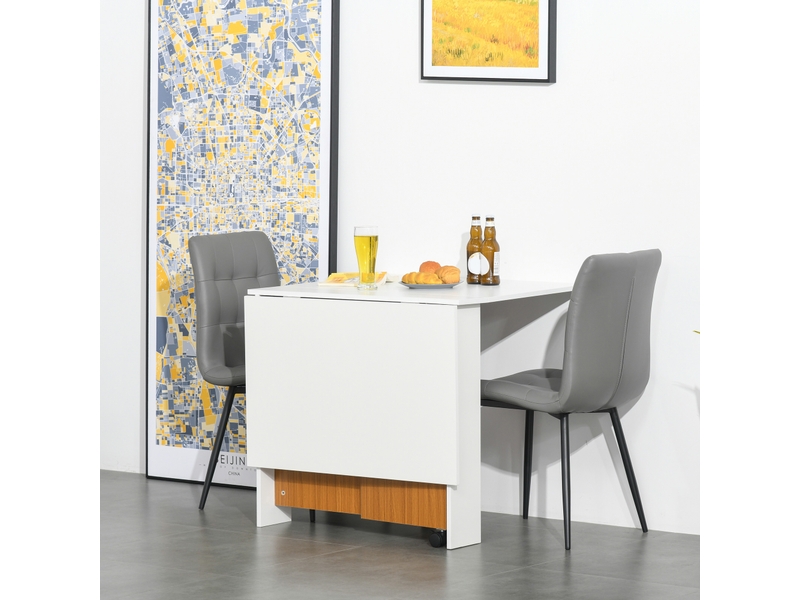  Table de salle à manger extensible, design moderne, table pliante peu encombrante à roulettes 120 × 80 × 73 cm  - Conforama C