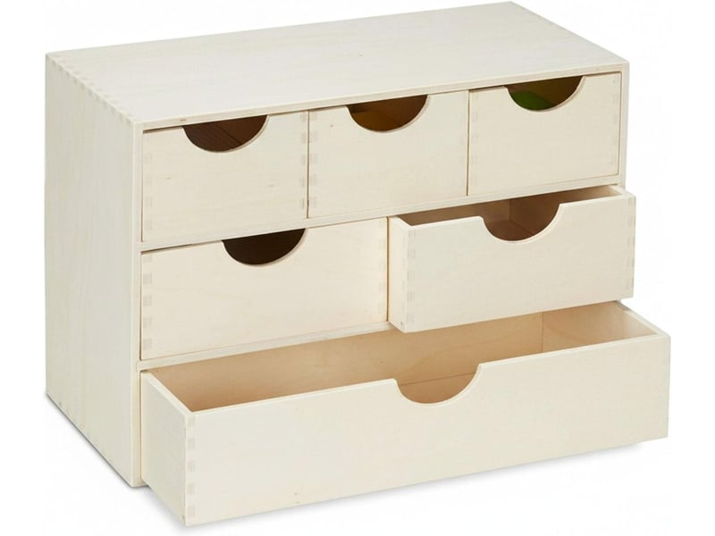  Boîte à tiroirs pratique rangement bureau 28 x 40 x 20 cm design épuré en contreplaqué couleur naturelle 13_0018200  - Conforama A