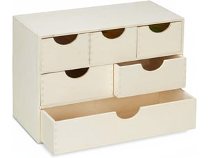 Boîte à tiroirs pratique rangement bureau 28 x 40 x 20 cm design épuré en contreplaqué couleur naturelle 13_0018200