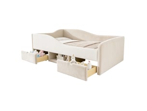 Lit avec rangement 90x190 cm MODENVIE coloris beige