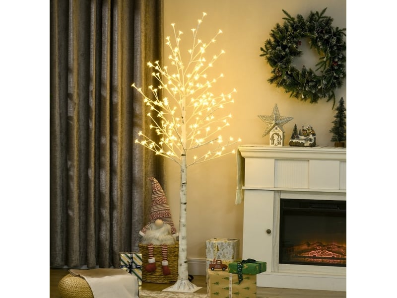 Arbre led décoratif 180 cm blanc, 180 led blanc chaud, branches flexibles avec trois niveaux de luminosité - Conforama B