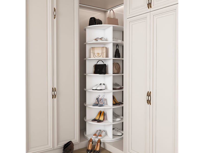  Range-chaussures rotatif 60x60x161 cm 7 niveaux 360° blanc  - Conforama C
