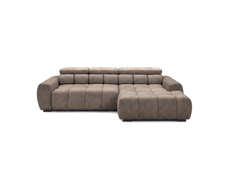 Canapé d'angle aldo avec fonction couchage, côté droit, tissu salvador, marron clair (03) - Conforama D